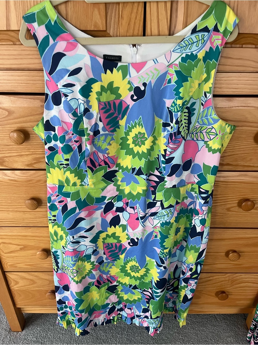 Talbots Floral Midi Dress in Green, Blue, Pink, Yellow